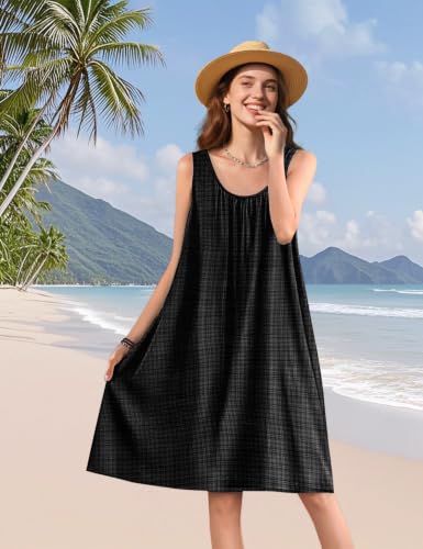 Image of YESNO Summer Dresses for Women Casual Boho Floral Sundresses Sleeveless Scoop Neck Beach Tank Dresses EVS