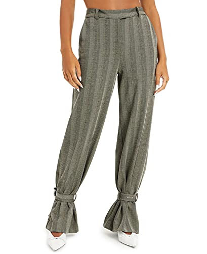 Danielle Bernstein Womens Striped Belt Wide Leg Pants
