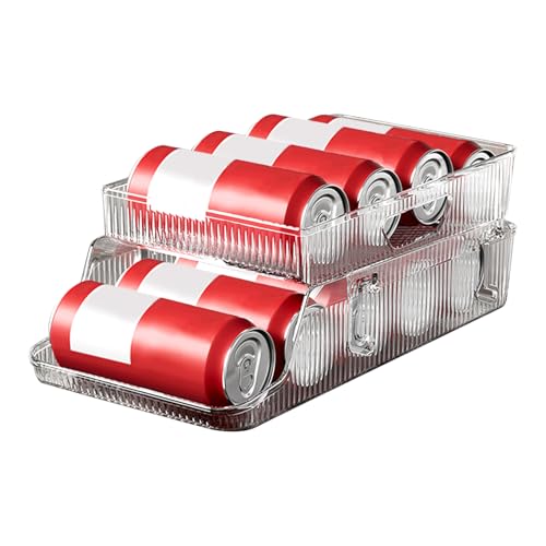 Stackable Fridge Transparent Drink Holder for Hotels, Homes, Restaurants, and Rentals - Drink Storage Dispenser for Soda, Juice, Cans, and Small Bottles