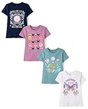 The Children's Place,Female,Assorted Everyday Short Sleeve Graphic T-Shirts,multipacks,Butterflies/Magic/Positive Vibes 4-Pack,Medium