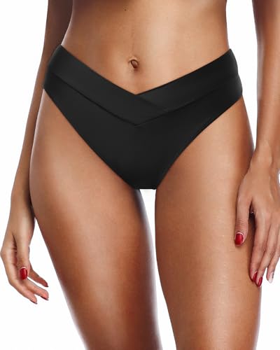 Zmart Women V Cut Cheeky Bikini Bottom - High Cut Bathing Suit Bottom Mid Rise Swim Bottoms Swimsuit