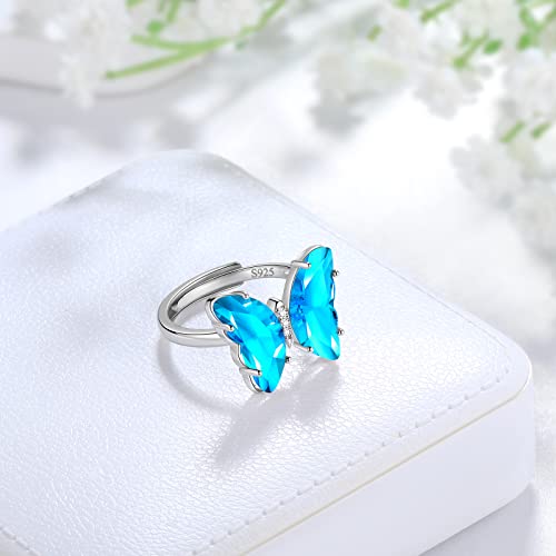 Aurora Tears Butterfly Necklace Earrings Ring Bracelet - Women 925 Sterling Silver Animal Butterflies Birthstone Pendant Crystal Wedding Birthday Jewelry2