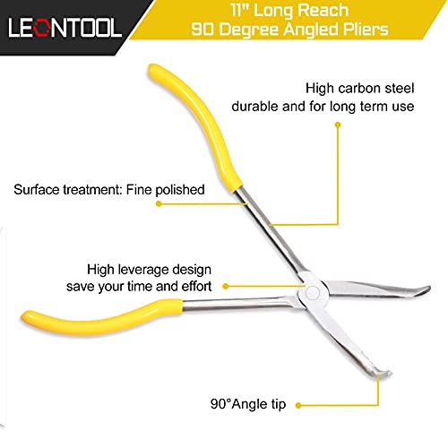 LEONTOOL 11-Inch Long Reach Bent Nose Pliers with Serrated Jaws - Image 2