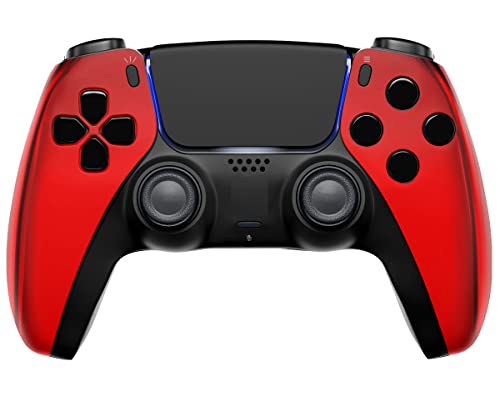 MODDEDZONE Custom Wireless UN-MODDED PRO Controller compatible with PS5 Exclusive Unique Design (Chrome Red)