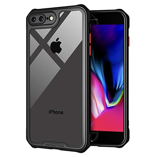 TENOC Phone Case for Apple iPhone 7 Plus and iPhone 8 Plus Case, Clear Back Cover Bumper Case Compatible for iPhone 7 Plus / 8 Plus 5.5-Inch, Black