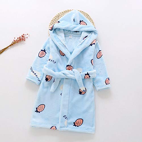 Toddler Baby Boys Girls Cartoon Bathrobes Flannel Night-Robe Sleepwear Children Coat (Blue, 4-5 Years)3