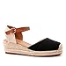 ANGKORLY - Scarpe Moda Sandali Espadrilla Cinturino alla Caviglia Piatto Boemia Donna Corda con Paglia Intrecciato Tacco Zeppa 5 CM - Nero 69 BL300 T 40