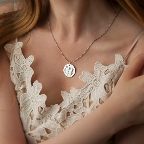 Anavia Multiple Birthday Month Flowers Necklace Connection of Family and Friends, Personalized Engraved Floral Coin Necklace, Customized Birthday Jewelry Gift for Mother New Mom3