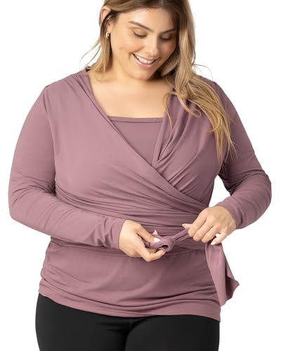 Image of Kindred Bravely Long Sleeve Skin to Skin Nursing Wrap Top, Kangaroo Shirt for Mom and Baby, Organic Cotton