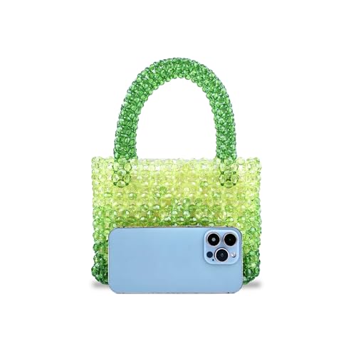 Bolso tote transparente con cuentas verdes degradadas miniatura 3