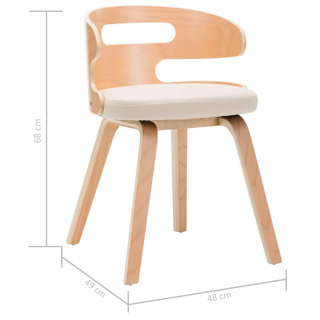 Lot de 4 Chaises à Manger Crème Bois Courbé Similicuir