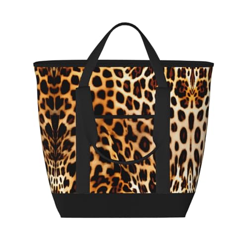 Sac isotherme léopard noir grand format pour pique-nique et marché