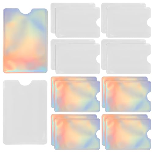 20Pcs RFID Card Sleeves Travel Anti-Theft Credit Card Holder Blocking Credit Protector Cover RFID Blocker Fits Bags & Purses, 3.5 x 2.4 inch(10 Silver+10 Colorful)