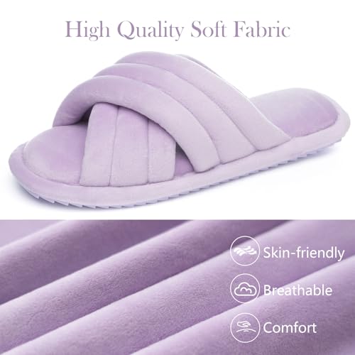 Image of GOEWY Cross Band Slippers for Women with Cozy Memory Foam Machine Washable | Open Toe Summer Cute Slipper,Soft Black House Shoes Slides,Indoor Outdoor Non-Slip Slip On,Gifts for Women Ladies Her Mom