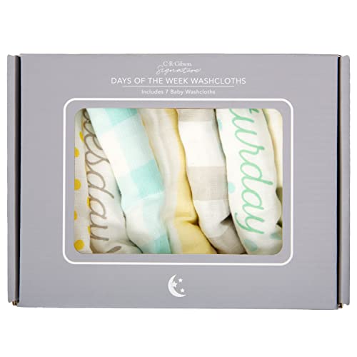 Image of C.R. Gibson BWA-24546 Woodland Colors Gender Neutral 100% Cotton Gauze Baby Washcloths for Bath Time, 9 inch W x 9 inch L, Multicolor