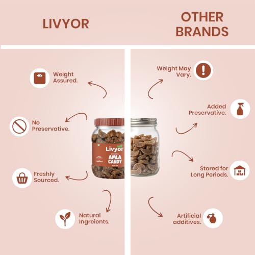 Image of Livyor Dried Chatpata Amla Candy for eating | Dried and Spicy - 400g | Indian Dry Gooseberry Avla | Mouth freshner | No preservatives | | Amla Candy Chatpata | Pack of 1