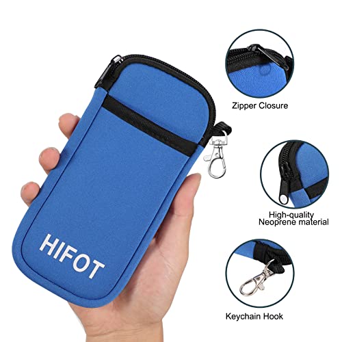 Image of Hifot 2 Pack Double Soft Glasses Case with Carabiner Hook, Ultra Light Portable Neoprene Eyeglasses Pouch with Zipper