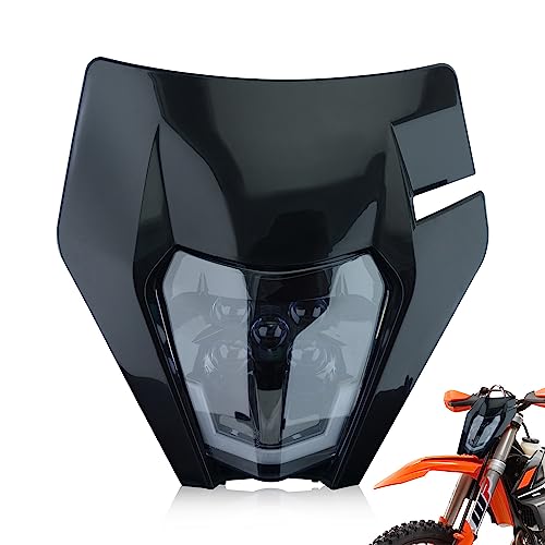 fewfuss Universal Dirt Bike Headlight LED - Dirtbike LED Headlights Kit - Motorcycle Head Lamp Assembly Kit for Enduro ATV (Black)
