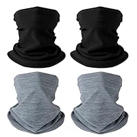 4Pcs Winter Neck Warmer Snood for Men and Women,Neck Gaiter Fleece Windproof Bandana Face Covering Mask Neck Scarf Headwear for Skiing Running Cycling (2pcs Black+2pcs Grey)
