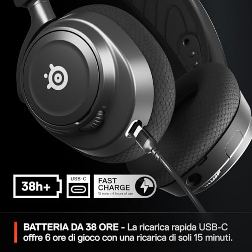Arctis Nova 7 Cuffia da gaming multipiattaforma wireless - Driver magnetici al neodimio - 2.4GHz + Bluetooth mixabile - Batteria USB-C da 38 ore - Mic ClearCast Gen2 AI - PC, PS5,VR,Mobile - Cuffia gaming - Immagine 3