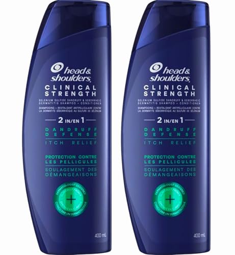 Head & Shoulders Clinical Strength Dandruff Defense 2-in-1 Shampoo + Conditioner, Itch Relief Shampoo, Flake Control, Seborrheic Dermatitis Care, 13.5 Ounce Bottles, Pack of 2
