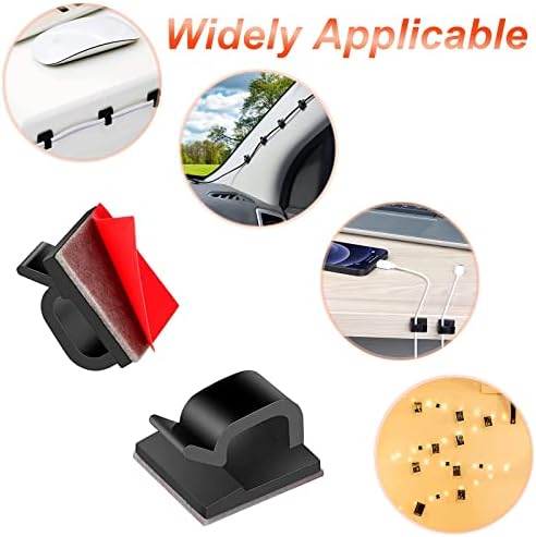 DFsucces Outdoor Cable Clips with Adhesive Tapes,60 Pieces Cable Clips,Light Clips ,Decoration Clips ,Cord Organizer , Self Adhesive Wire Clips , for Car, Office and Home (Black)