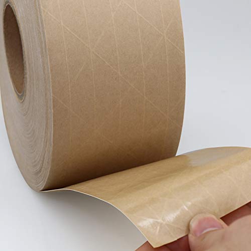 Packing Tape Reinforced Water Activated Gummed Tape Kraft Paper Tape 2.83Inch X 450 Feet 750(Mm) 150Yard For Heavy Duty Shipping Writable Strong Adhesive Brown Carton Box For Moving And Storage #TOP3