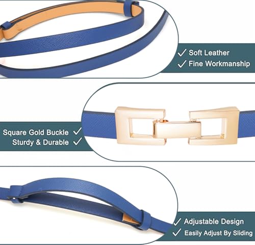 Initlove Women Skinny Leather Belt Thin Waist Belt for Dresses with Gold Buckle4