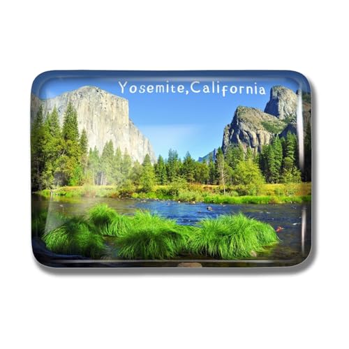Nogytize Aimants de réfrigérateur rectangulaires en verre de cristal pour le parc national de Yosemite, Californie, États-Unis, souvenirs de voyage, objets de collection, cadeaux amusants pour la