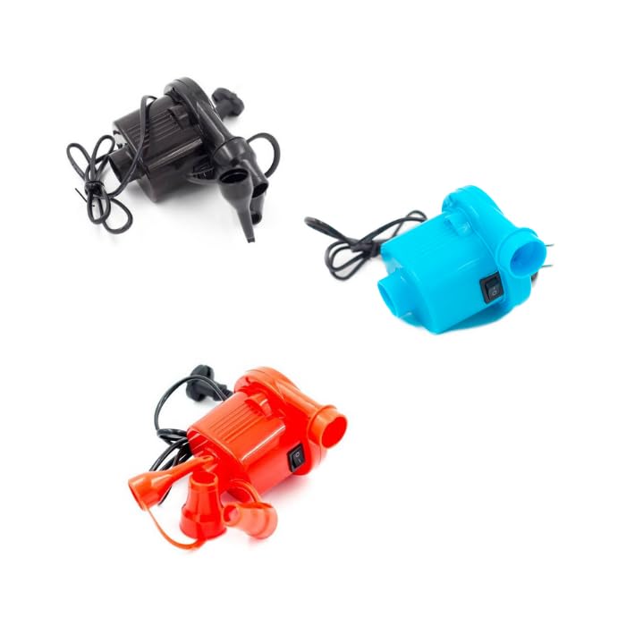 Inflador Eléctrico Portátil 200W con Función de Desinflado – 3 Boquillas Incluidas – Ideal para Colchones, Piscinas, Barcas y Más – Compacto y Potente