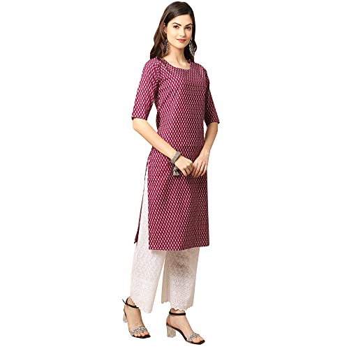 Image of Pinkmint Women's Crepe Grey Color Floral Printed Straight Kurti[NB-530357]