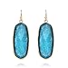 POMINA Fashion Statement Resin Oval Teardrop Earrings for Women Colorful Sparkle Faceted Crystal Glass Dangle Drop Earrings (Oval- Blue)
