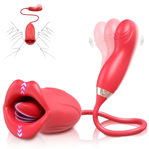 Tongue Rose Sex Toys G Spot Vibrator for Women - 4 in 1 Sex Stimulator with 10 Tongue Licking & 10 Finger Vibrators Clitoral Vibrator Nipple Anal Clit Stimulator Adult Sex Toy for Women Couples