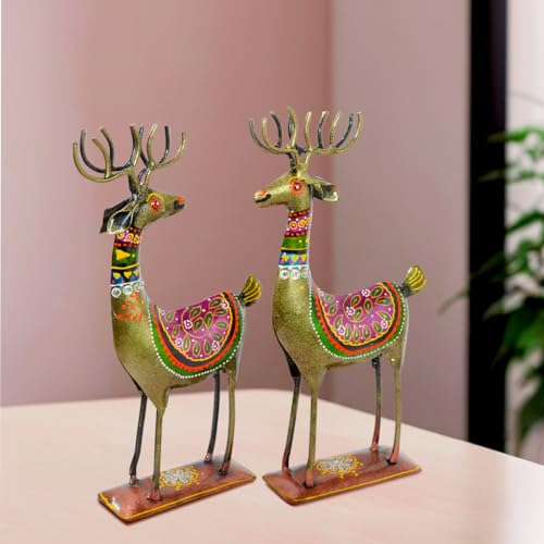 Image of CraftVatika Home Decor Romantic Couple of Lucky Deer Reindeer Set, Home Decoration Items for Living Room, House Warming Gifts, Decorative Items for Drawing Bed Room, Return Gift Items for Woman Man