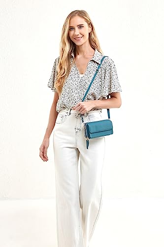 Image of Lanyani RFID Crossbody Wallet Wristlet Purse with Phone Pocket For Women Vegan Leather
