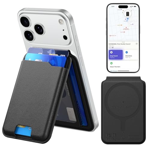 KAOWQNL for MagSafe Wallet with Apple Find My,Strongest Magnetic 9 Cards Holder& Includes Magnetic Plate for All iPhones, Adjustable Stand, RFID Blocking for iPhone 17/16/15/14/13/12 Series (black)
