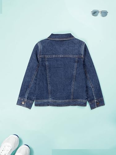 Image of KiddoPanti Boys Denim Jacket | Cotton Poly Blend with Spandex | Washed Denim, Full Sleeve | Button Closure & Front Flap Pockets | Collared Neck