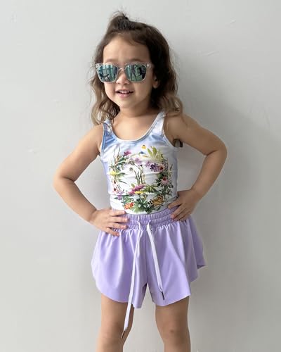 Image of Stelle Girls Flowy Shorts with Pockets Athletic Running Skirt High Waist Butterfly 2 in 1 Sports Short 5-16 Years