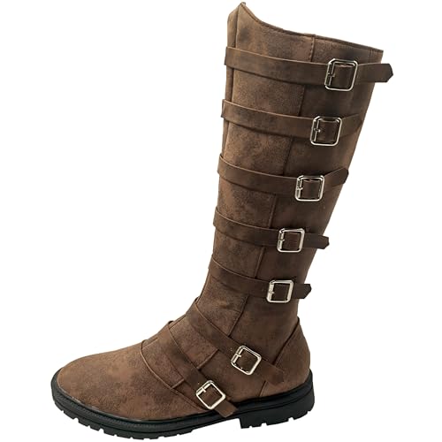 Image of Unisex Medieval Pirate Boots Men's Renaissance Boot Halloween PU Leather Costume Boot Gothic Cosplay Shoes