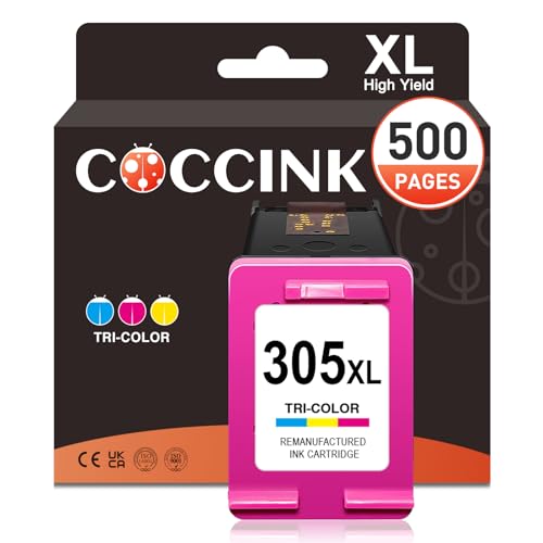Image of COCCINK 305 Colour Ink Cartridges for HP 305 XL DeskJet 2810e 2820e 2800e 4220e 4222e Envy 6000 6022e 6032e 6020e Envy Pro 6420 6430 Printer Ink 305 colour Replacement