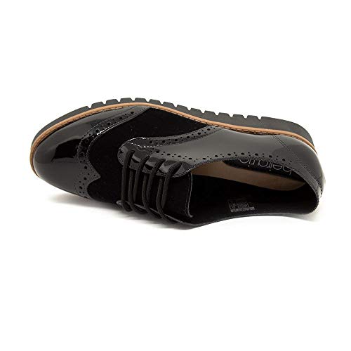 Sapato Oxford Beira Rio 4174.827 Flatform Tratorado Verniz Preto