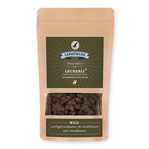 Lakefields MANUFAKTUR Snacks Trockenfleisch Leckerlei Hirsch 150g, Größe:4 x 150 g Cover