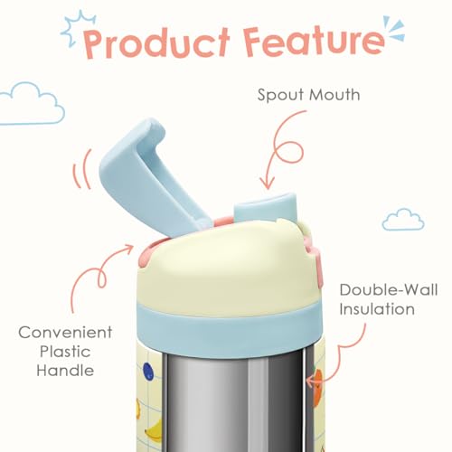 Image of Fruits Kids Insulated Stainless Steel Water Bottle 16 Oz, Travel Tumbler for School, Sports for Girls, Birthday, Back To School
