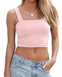 Abardsion Women's Sexy Sleeveless Skinny Basic Strappy Crop Tank Tops (Light Pink, M)