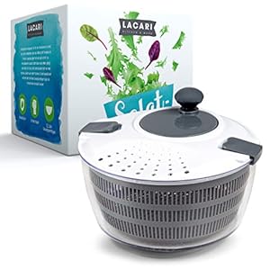 LACARI Kitchen & More Premium Salade Spinner | [4] liter inhoud | Salade spinner klein Met deksel| Kitchen & More | Zeef inzetstuk | Makkelijk te gebruiken | Inclusief gratis E-book |New gen. 2021