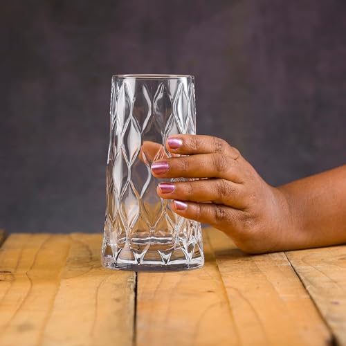 Image of Premium Juice Glasses 450 ML Drinking Glasses, Highball Lead-Free Glasses, Tumblers for Water, Juice, Beer, Cocktail and Mixed Drinks - 6 Pieces, Transparent (TR-03, 6 Count)