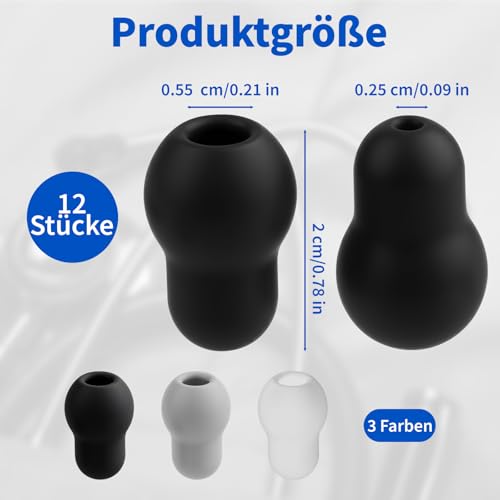 12 Stück Stethoskop-Ohrstöpsel zum Austausch in 3 Farben, bequeme, weiche Ohrstücke für Stethoskope, Silikon-Ohrstöpsel als Stethoskop-Zubehör (Schwarz, Grau, Weiß)