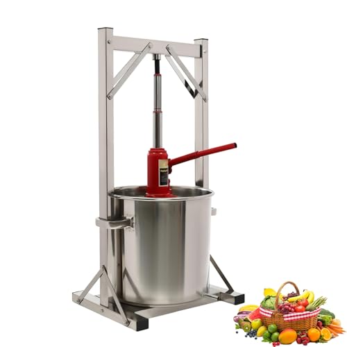 WUCIOA Pressoir à Fruits et vin 12, 22 ou 36 L, pressoir à cidre Manuel avec système hydraulique 3T, extracteur de jus en Acier Inoxydable, Nettoyage Facile, Presse-Agrumes Professionnel(12L)