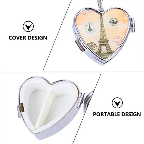 EXCEART Porta-comprimidos portátil de 7 peças, chaveiro com 2 compartimentos, formato de coração, pe