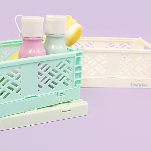 Image of Craftelier - Box for Organisation and Storage of Craft Materials | Foldable and Stackable Design | Small Size - Open Box Measures 13,5 x 9,5 x 9,5 x 5,5 cm - Colour White